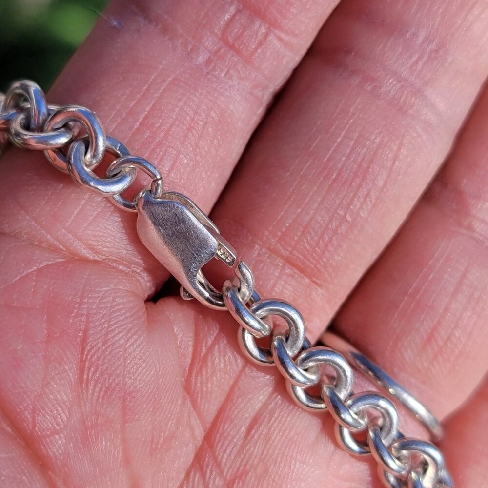Chunky Solid 925 Sterling Silver Circle Link Char… - image 4